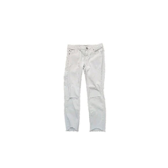 Free People Jeans Skinny Ivory Low Rise Distressed Destroyed Denim Women's 28 - Picture 1 of 10